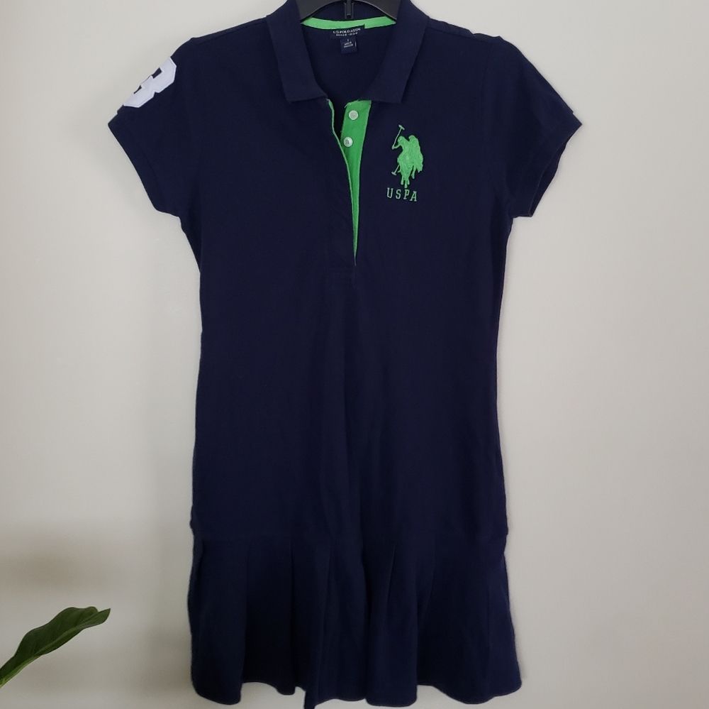 U.S. Polo Assn collared dress with peplum hem. Sz L
